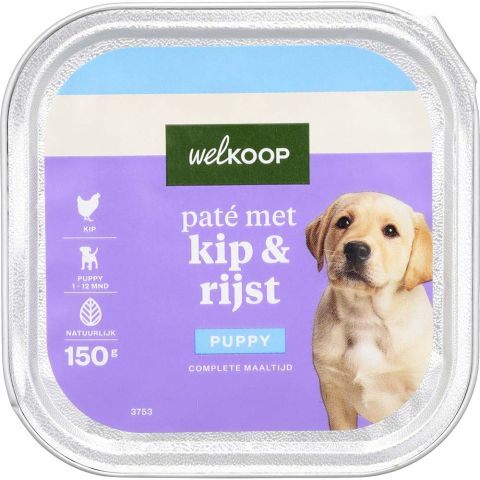 Welkoop Paté Puppy - Hondenvoer - Kip - Rijst - 150 gram