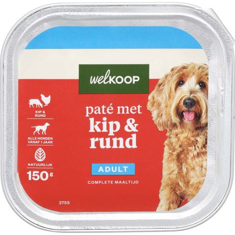 Welkoop Paté  - Hondenvoer - Kip - Rund - 150 gram