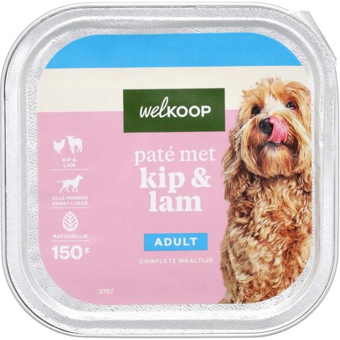 Welkoop Paté  - Hondenvoer - Kip - Lam - 150 gram