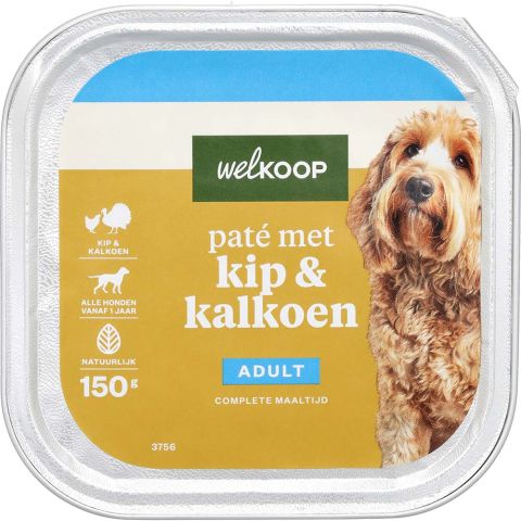 Welkoop Paté  - Hondenvoer - Kip - Kalkoen - 150 gram