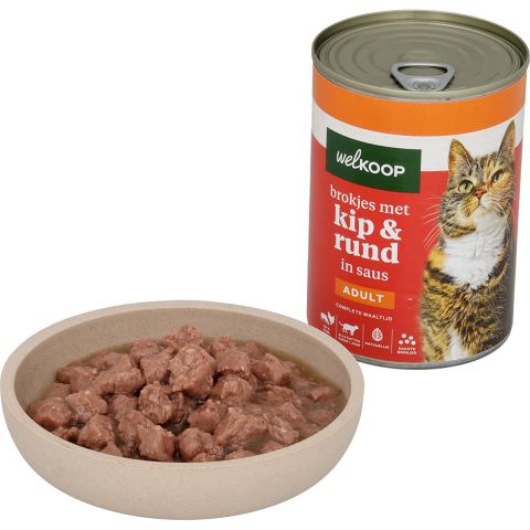 Welkoop Blik Brokjes in Saus - Kattenvoer - Kip - Rund - 400 gram