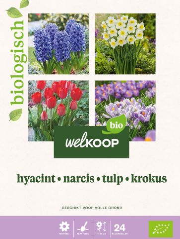 Welkoop Hyacint Narcis Tulp Krokus Biologisch - Bloembollen - Gemengd - 24 stuks