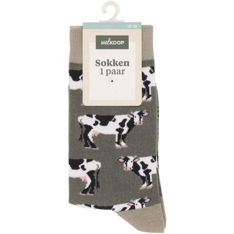 Welkoop Fun Koe - Sokken - Groen