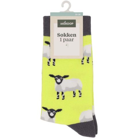 Welkoop Fun Schaap - Sokken - Geel
