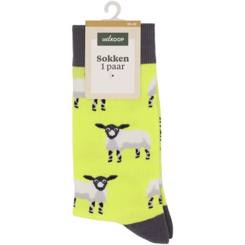 Welkoop Fun Schaap - Sokken - Geel