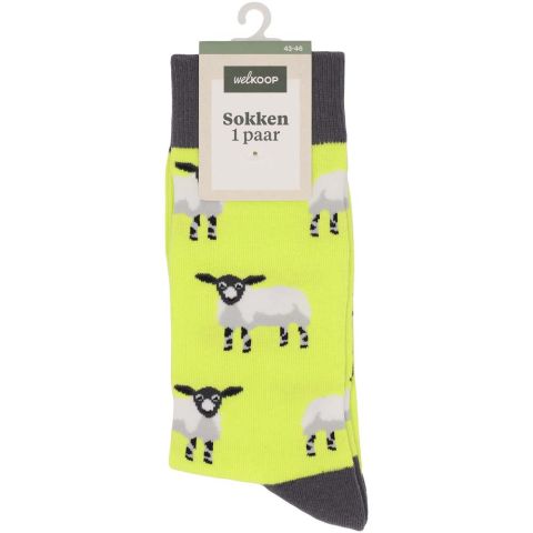 Welkoop Fun Schaap - Sokken - Geel
