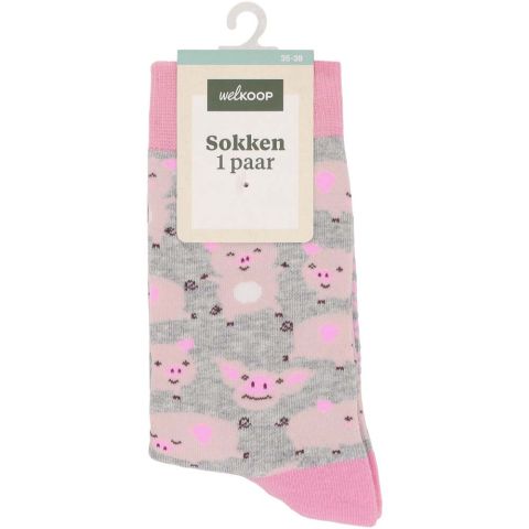 Welkoop Fun Varken - Sokken - Roze