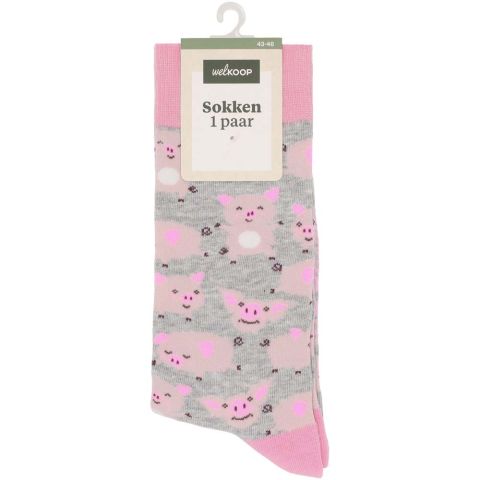 Welkoop Fun Varken - Sokken - Roze