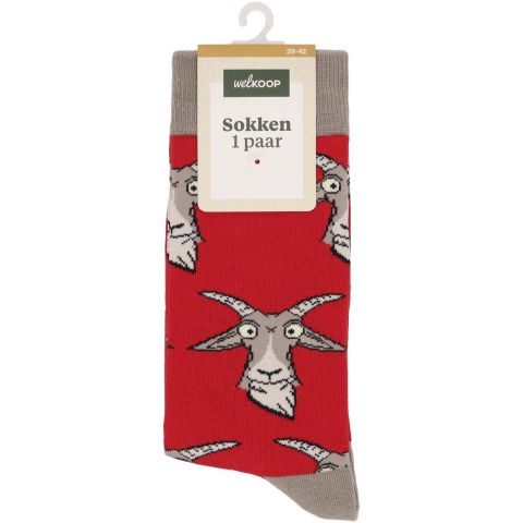 Welkoop Fun Geit - Sokken - Rood