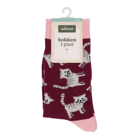 Welkoop Fun Kat - Sokken - Grijs