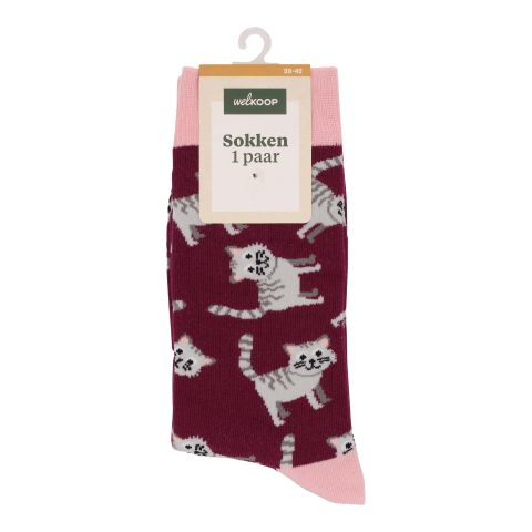 Welkoop Fun Kat - Sokken - Grijs