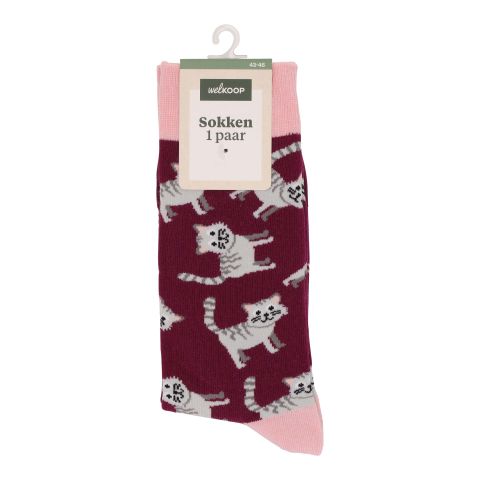 Welkoop Fun Kat - Sokken - Grijs