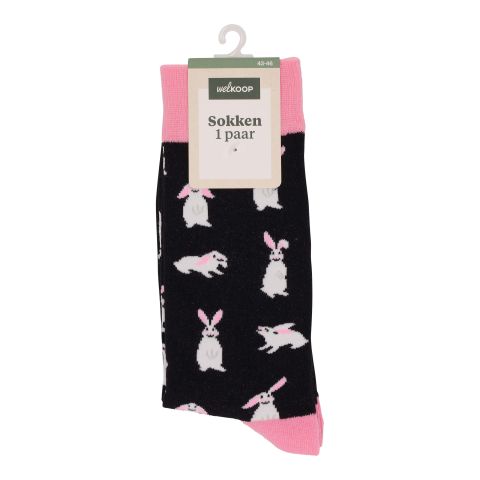 Welkoop Fun Konijn - Sokken - Roze