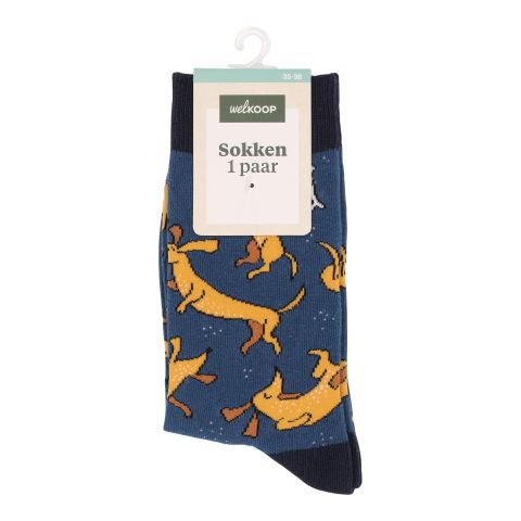 Welkoop Fun Teckel - Sokken - Blauw