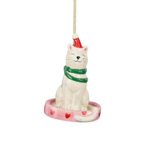 Mica Decorations Witte Kat - Kerstornament - Off white