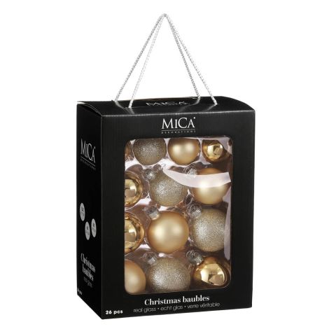Mica Decorations Set - Kerstballen - Champagne