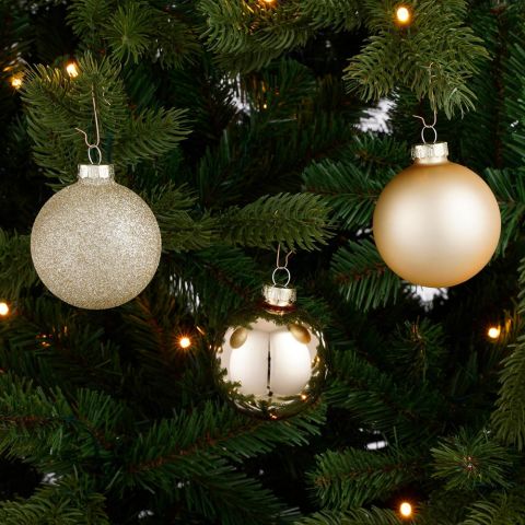 Mica Decorations Set - Kerstballen - Champagne