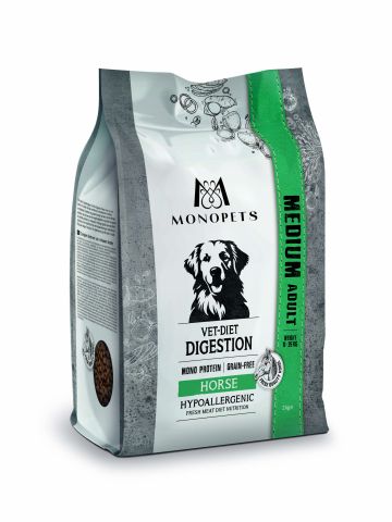 Monopets Medium Vet-Diet Digestion  Hypoallergeen Monoprotein - Hondenvoer - Paard - 12 kg