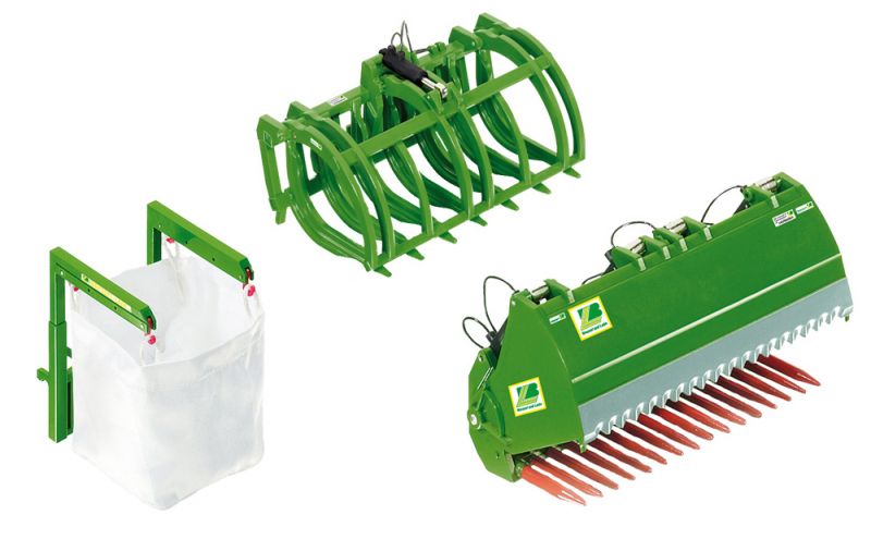 Wiking Accessoireset voorlader - set B JD groen 1:32 - Landbouw