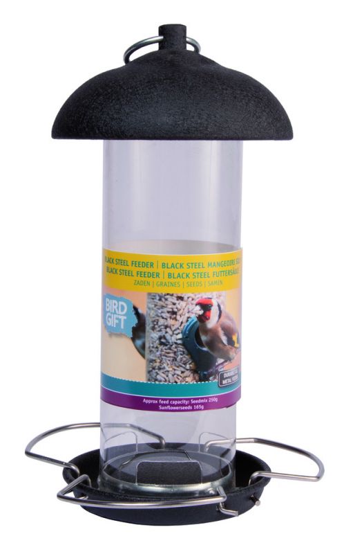Bûten Strooivoer Feeder - Silo - Zwart - 19x Ø10 cm