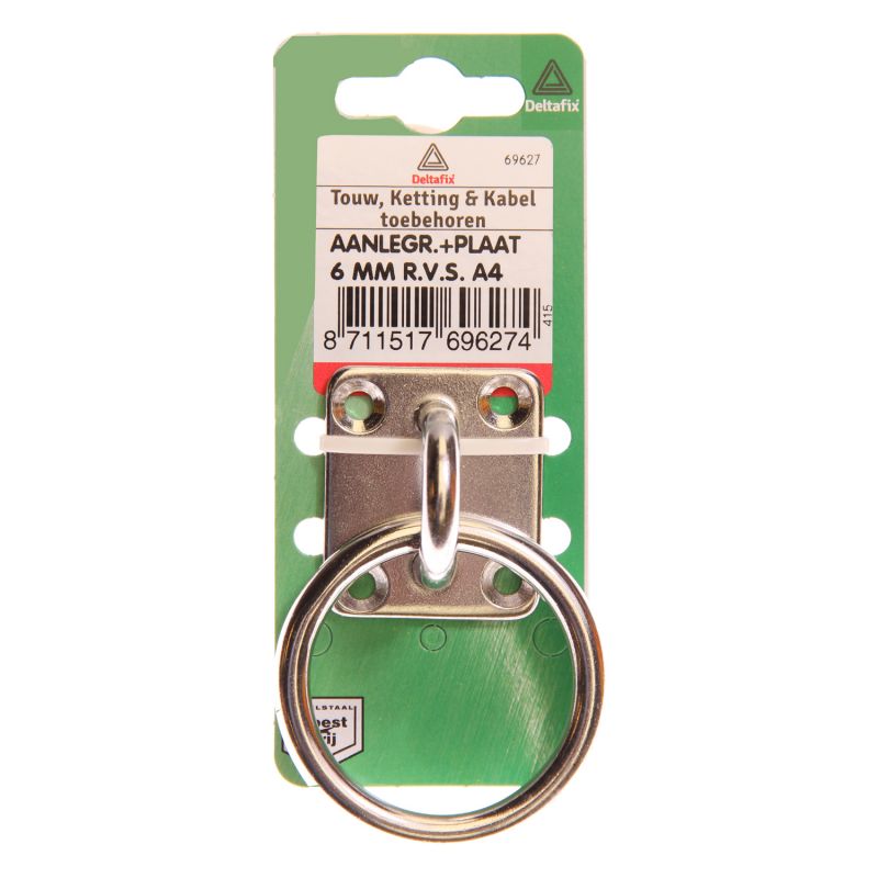 Deltafix 6mm RVS - Aanlegring op plaat - 6mm - 1 stuk
