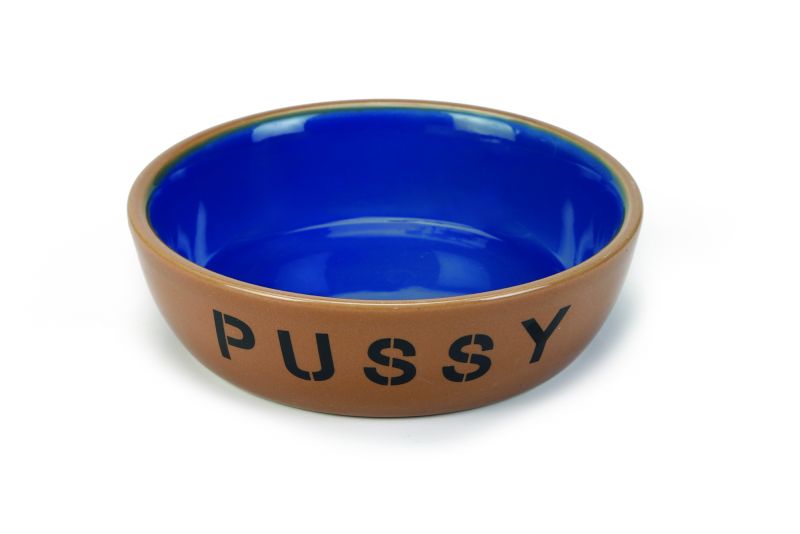 Beeztees Pussy Poezenschaal - Voer en drinkbak - Beige Blauw