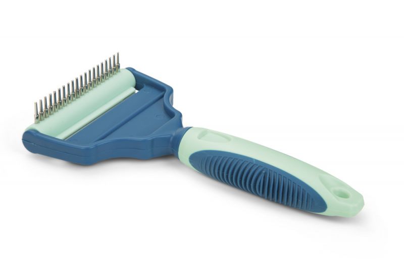 Beeztees Combihark - Vachtverzorging - L - 20cm - Blauw Mint
