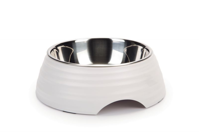 Beeztees Rimpu - Voer en drinkbak - 22x21x7 cm - Wit