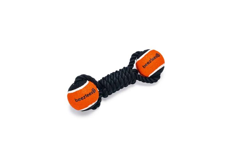 Beeztees Jef Flostouw met bal - Apporteerspeelgoed - Zwart - 22x7x6,3 cm
