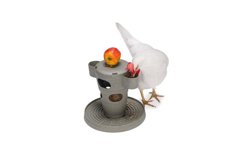 Beeztees Snacktoren - Kippenvoerbak - 30x30x32,5 cm - Grijs Groen