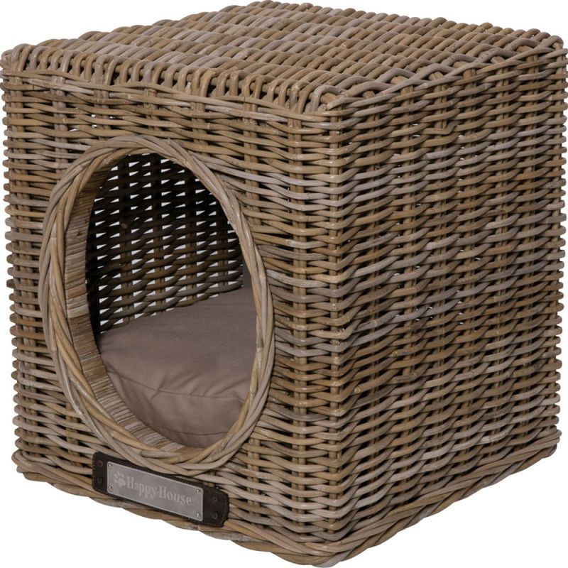 Happy-House Hocker - Kattenmand - Riet - Beige/Bruin - 41x41x46 cm