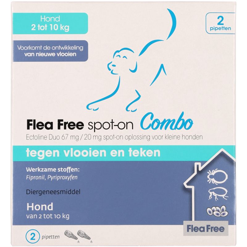 Flea Free Ectoline duo Hond 2-10KG 2 pipetten - Vlooien- en tekenmiddel - 2 stuks