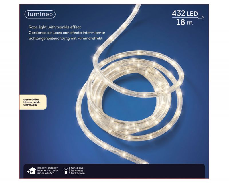 Lumineo Led - slangverlichting - 432 lampjes - Warm wit - 18 m