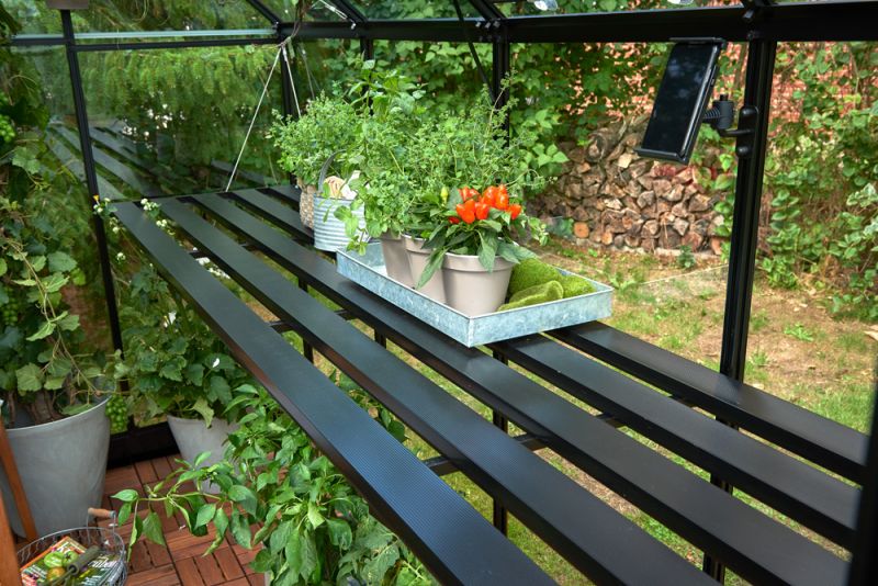 Halls Qube 128 - Kweektafel - Zwart - 377x60cm - Kaslengte x 60cm