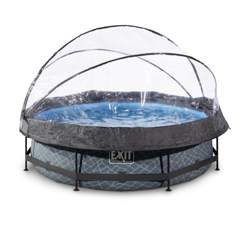 Exit Stone Rond Met Overkapping - Zwembaden - Grijs - 300X76cm - Rond