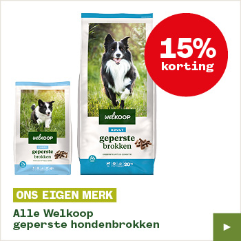 Alle Welkoop geperste hondenbrokken – 15% korting